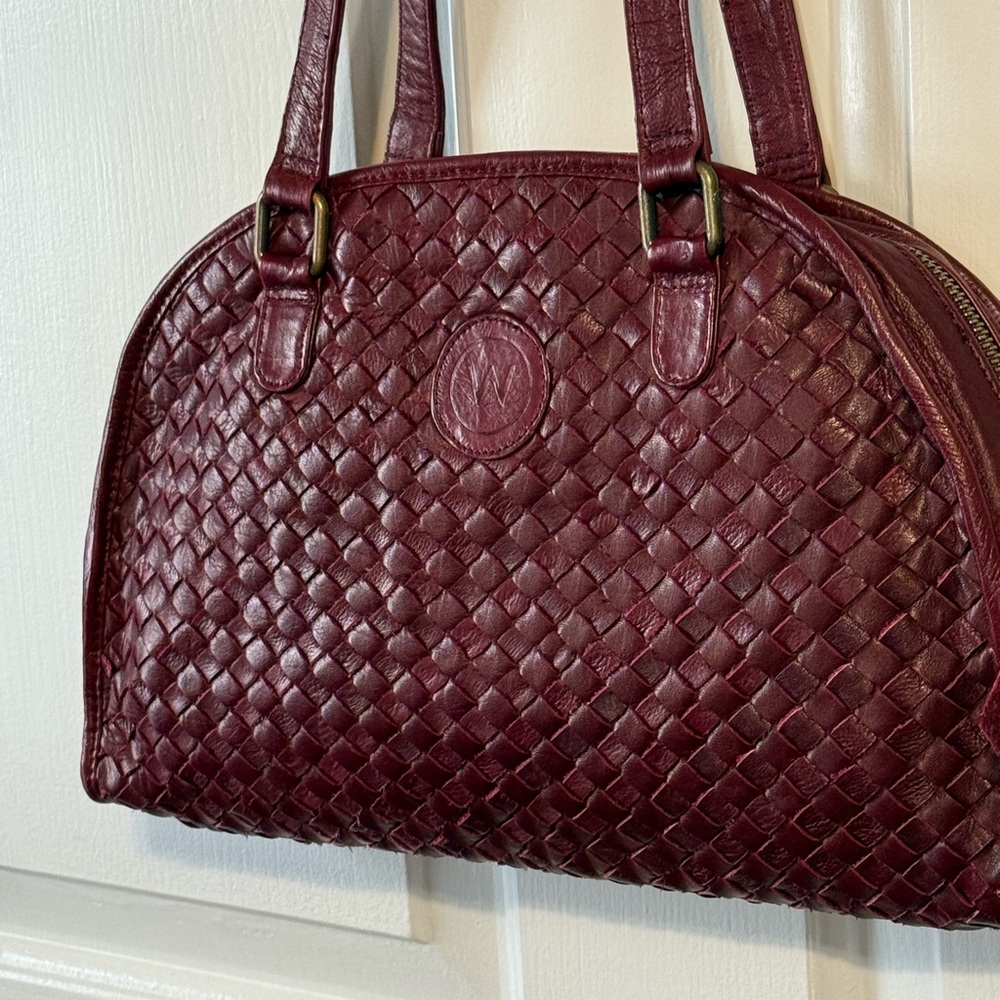 WanderersTravel Co. Sofia Woven Burgundy Leather Satchel ECU!